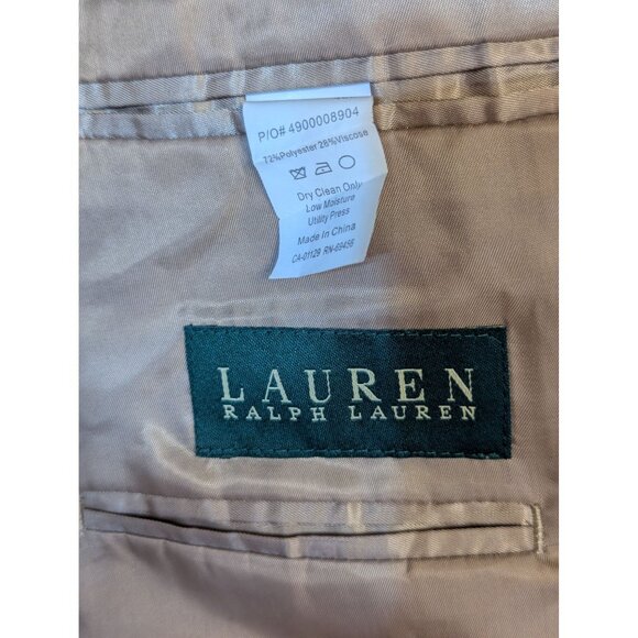 Lauren Ralph Lauren Beige Mens Blazer Sports Coat 46L Two-Button Classic Fit Pol - Picture 3 of 5